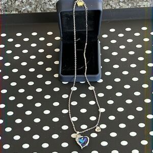 Silver Heart Necklace with Stone (M)